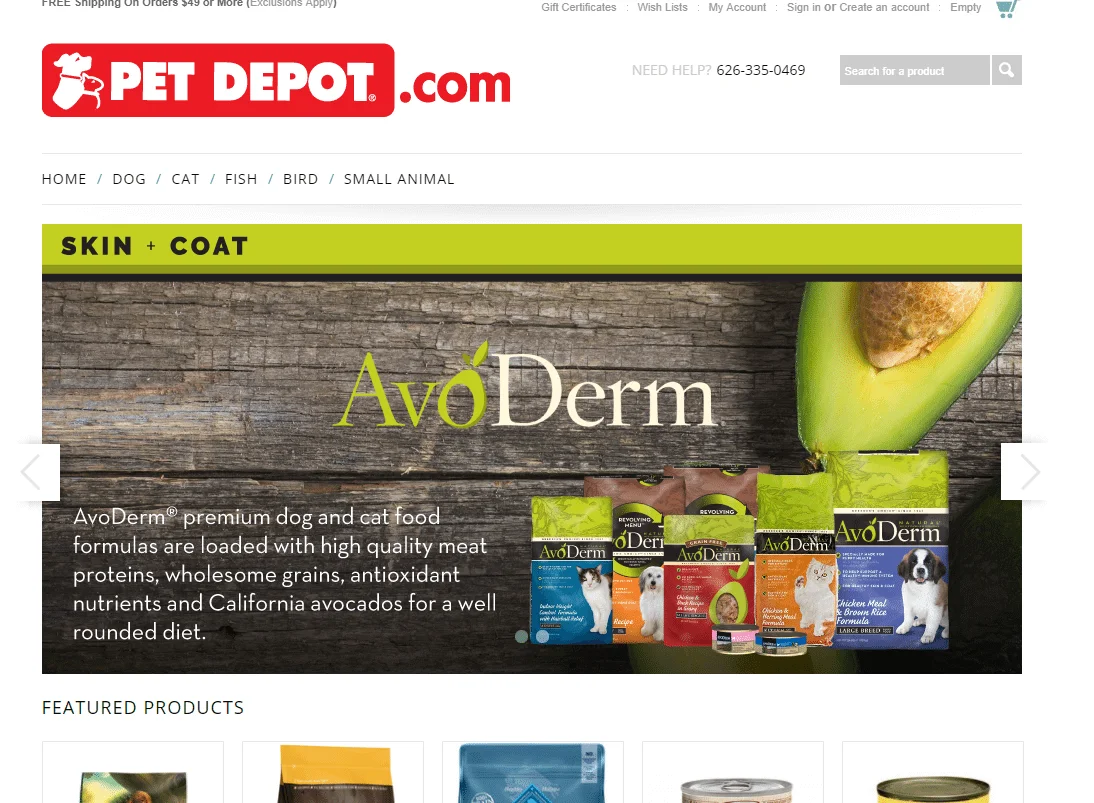 PETDEPOTcom "PetDepot.com" small animal product section page