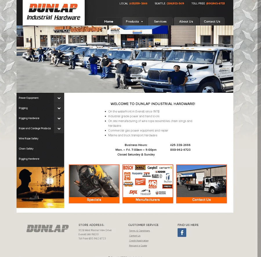 Dunlap Industrial Website Screenshot