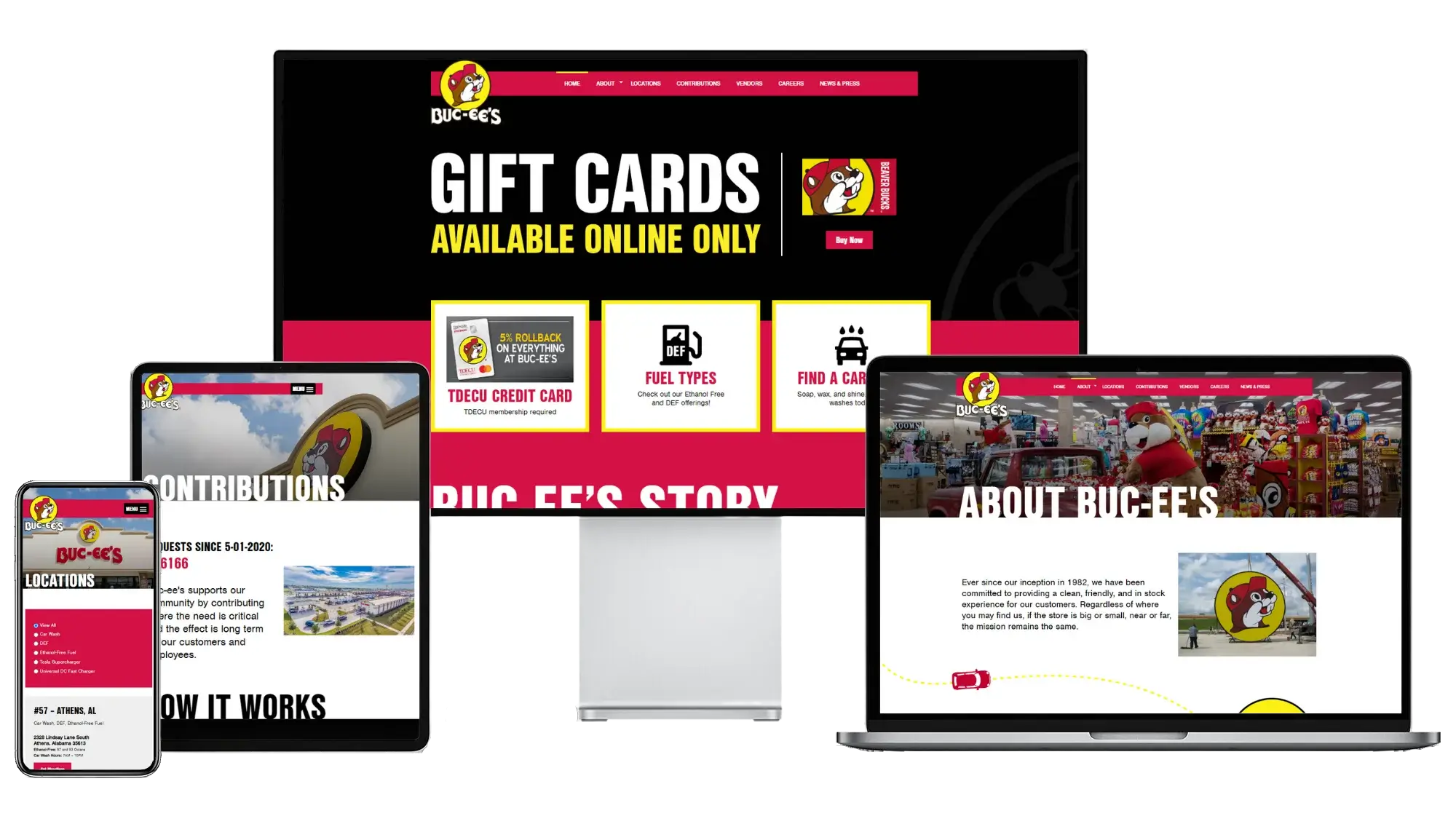 Buc-ee's Display on Desktop and Mobile