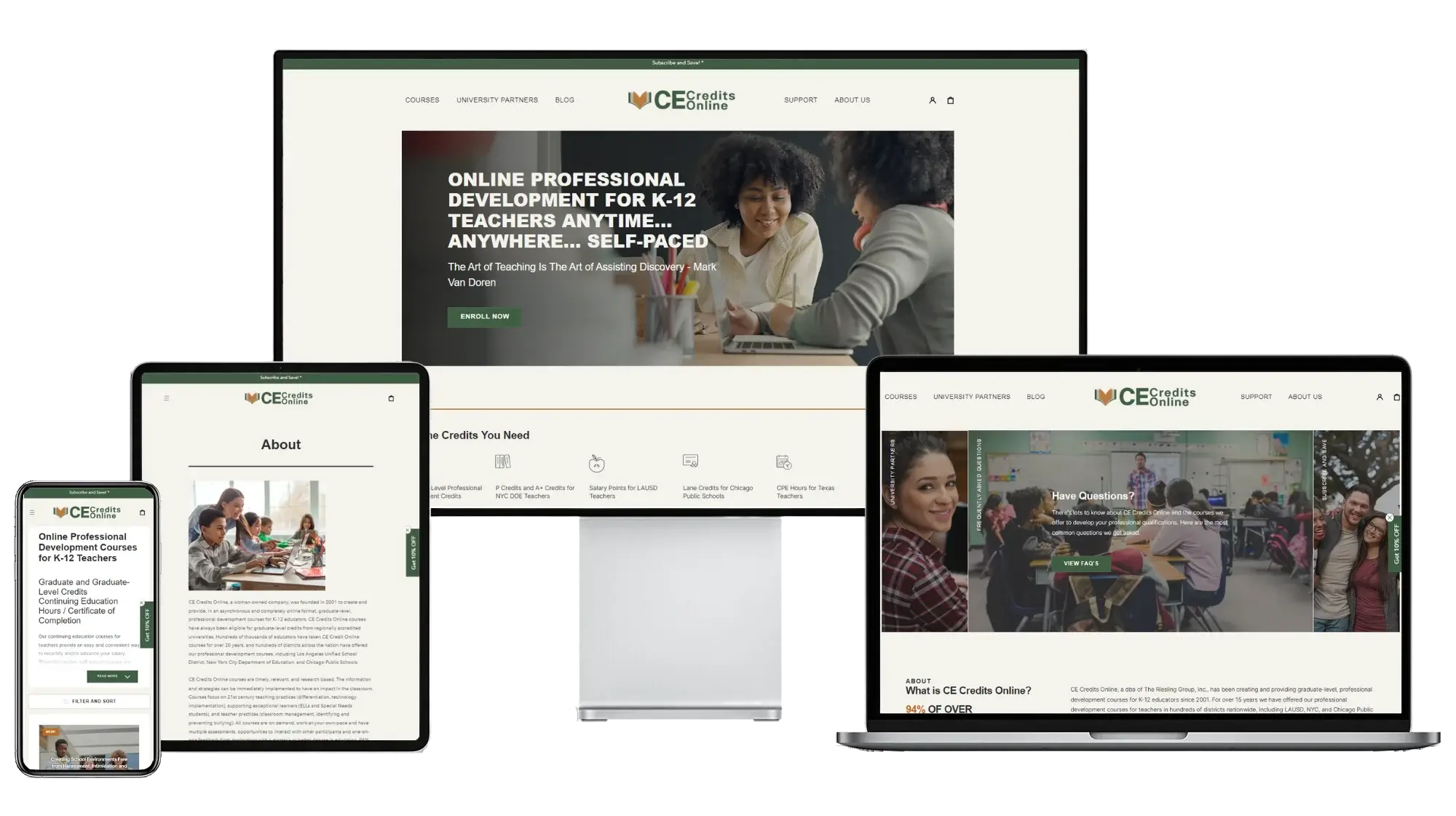 CE Credits display on desktop and mobile