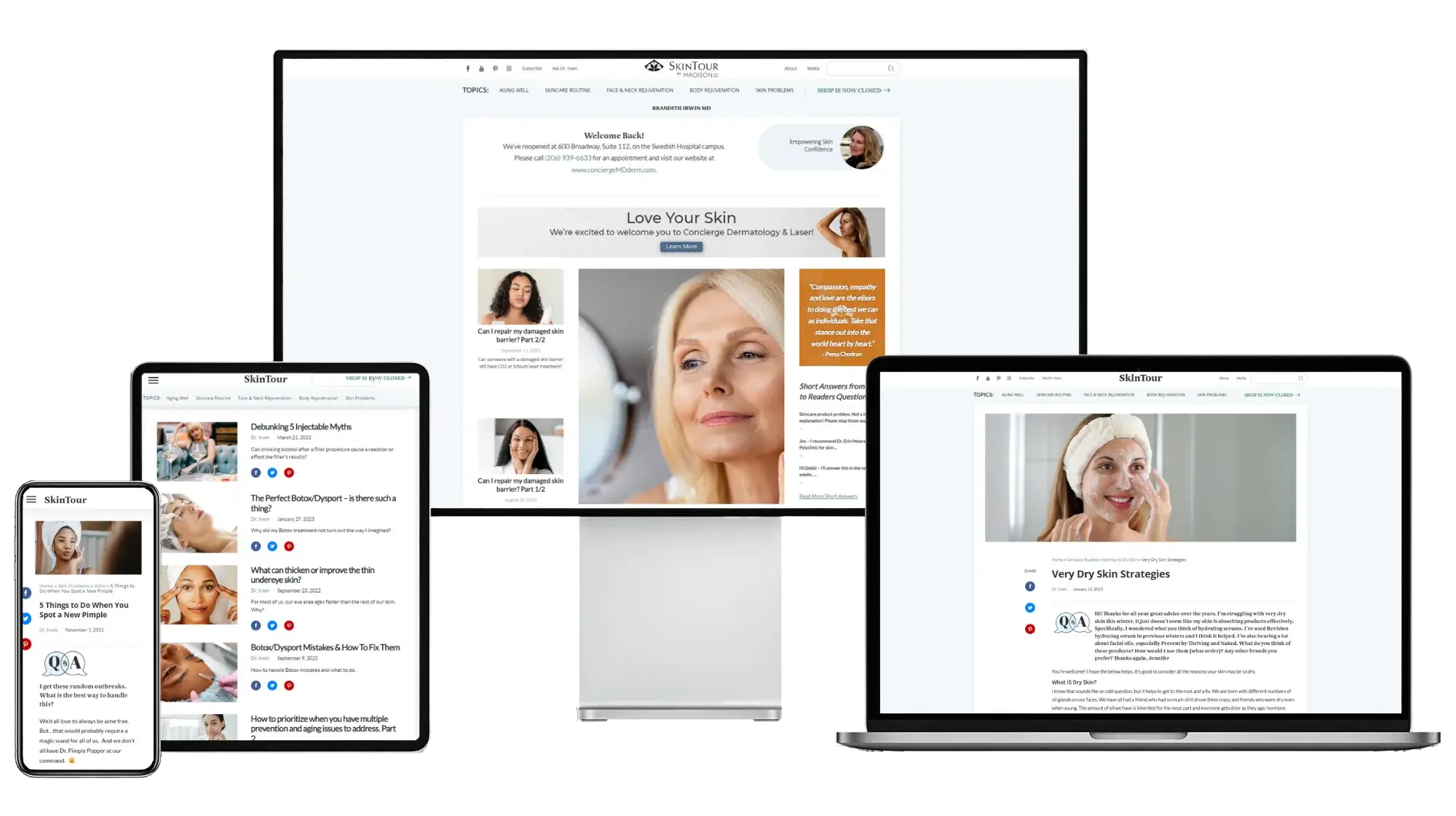 Skintour display on desktop and mobile