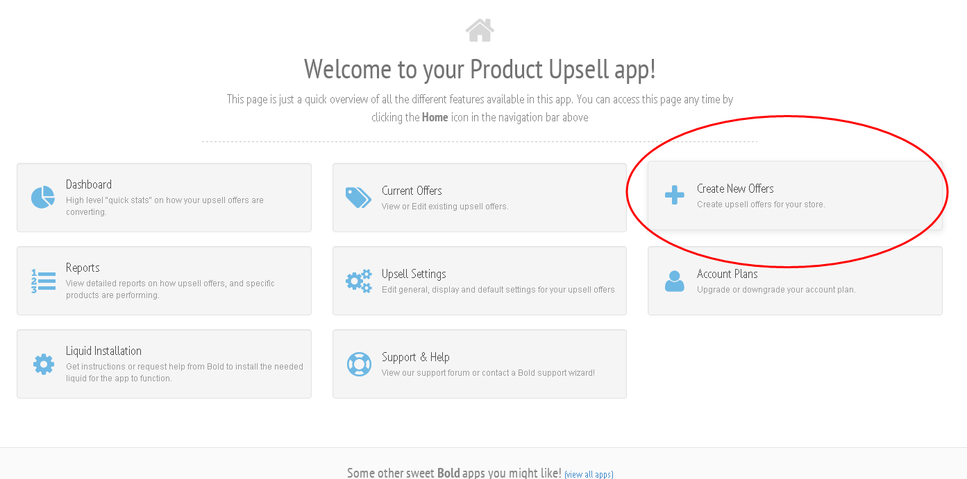 Product Upsell app welcome page
