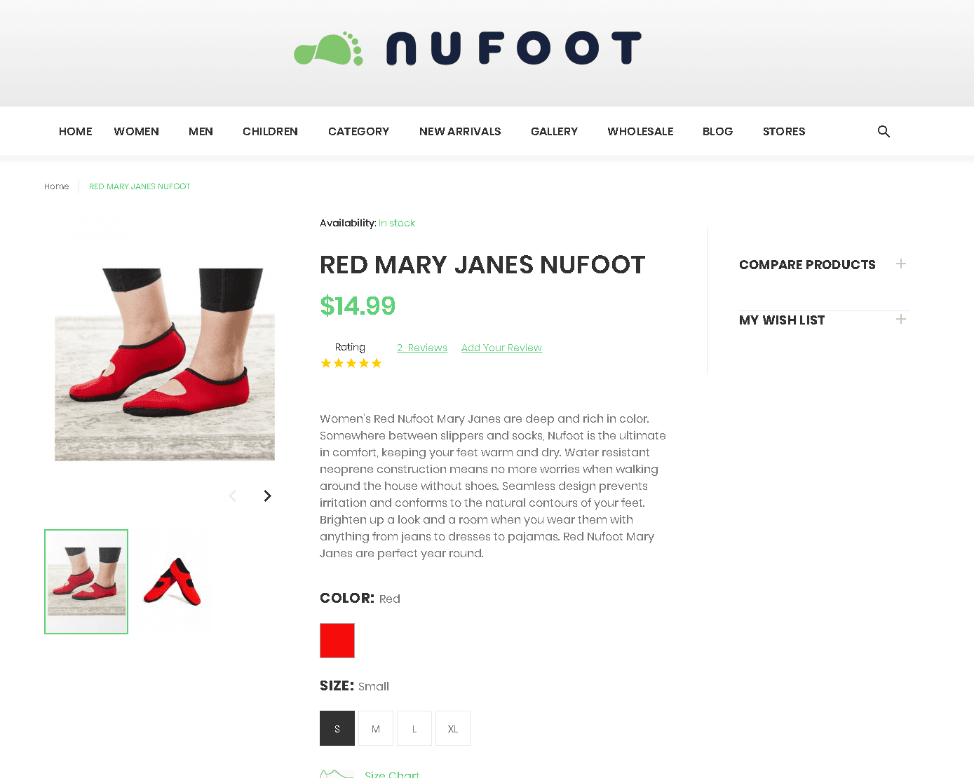 nuFoot Magento product detail page