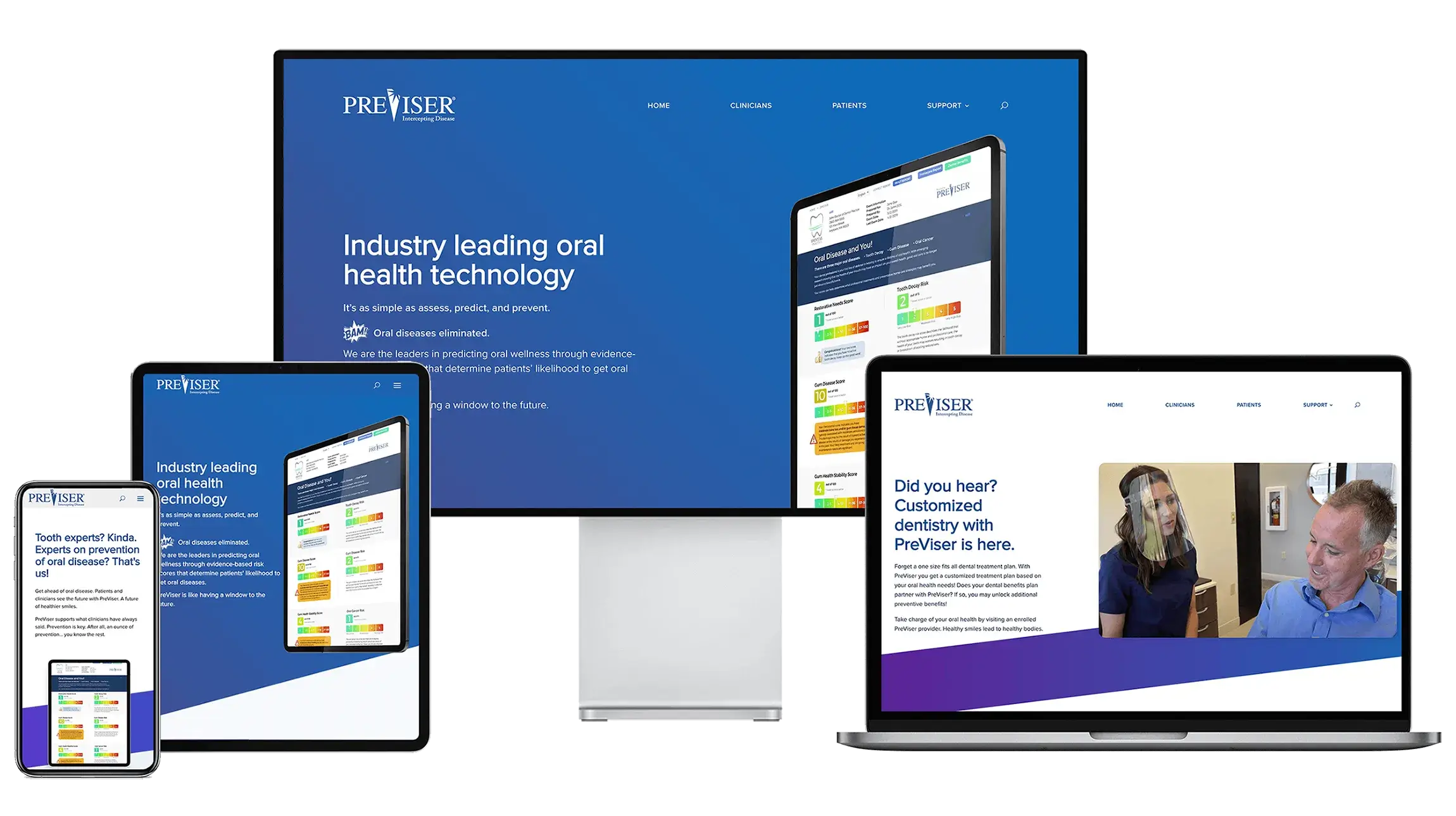 previser-tech-copy "Previser" home page image with supported website service on desktop/iPad/mobile