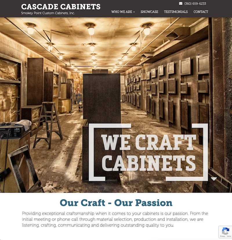 Cascade Cabinets homepage screenshot Cascade Cabinets homepage screenshot