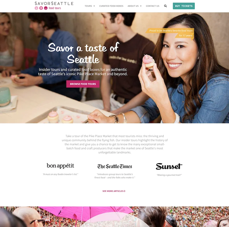 Savor Seattle homepage