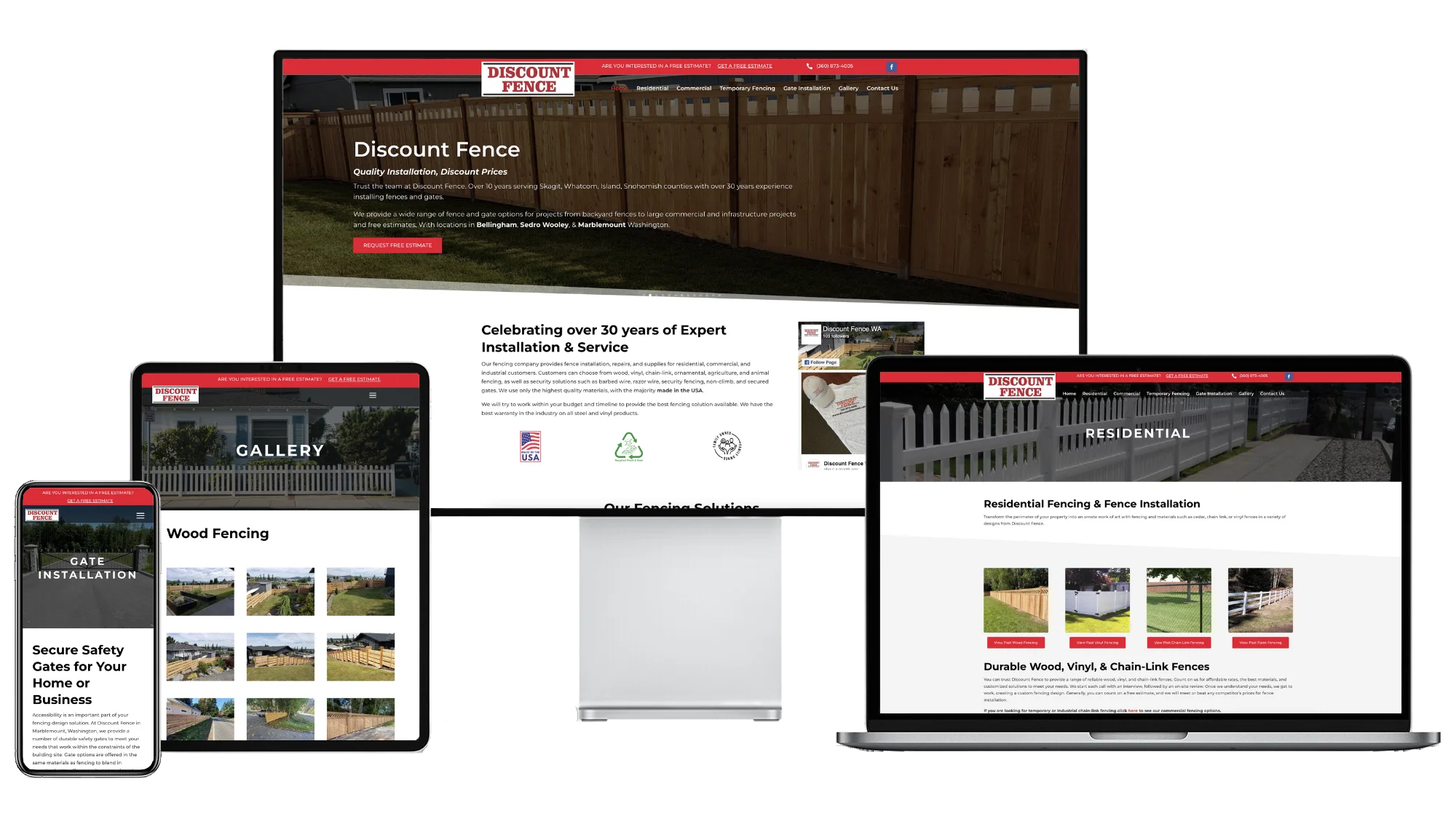 Discount fence on mobile, tablet, desktop, and laptop
