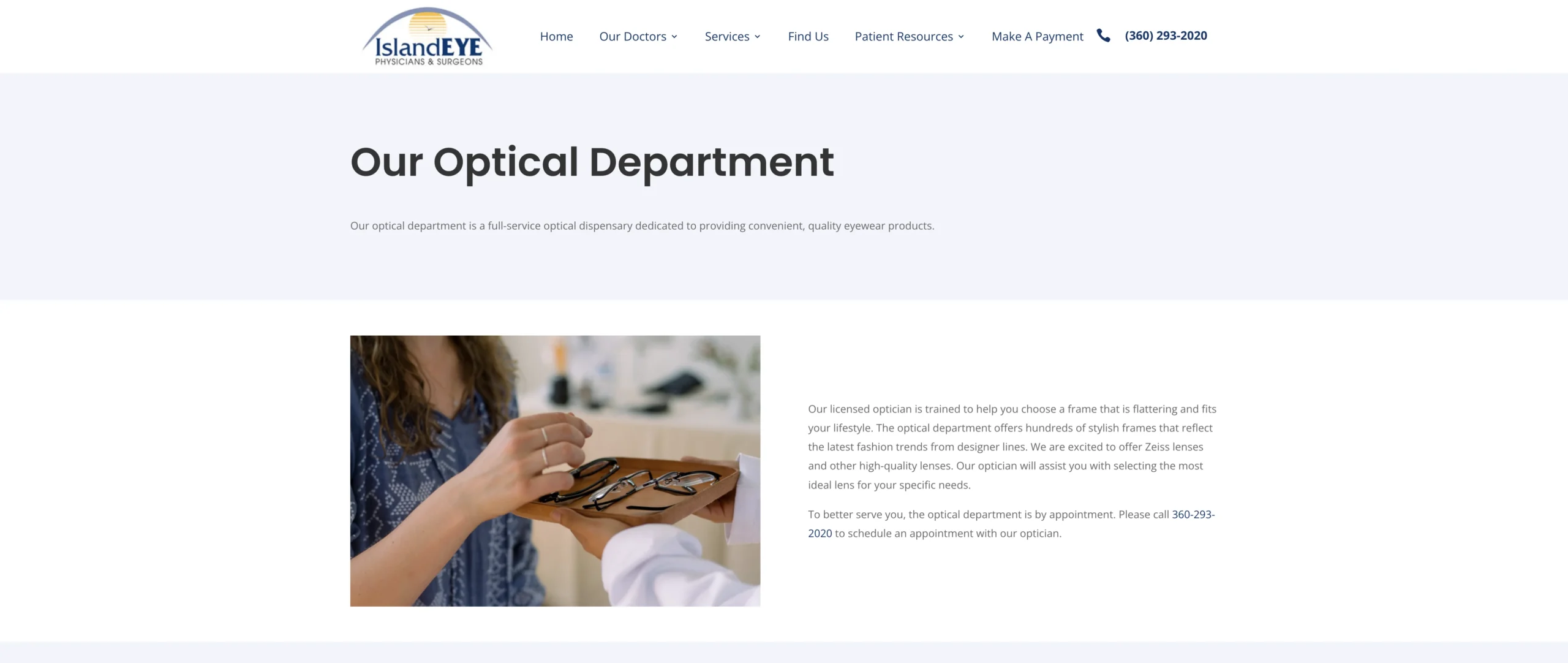 island eye physicians optical department page