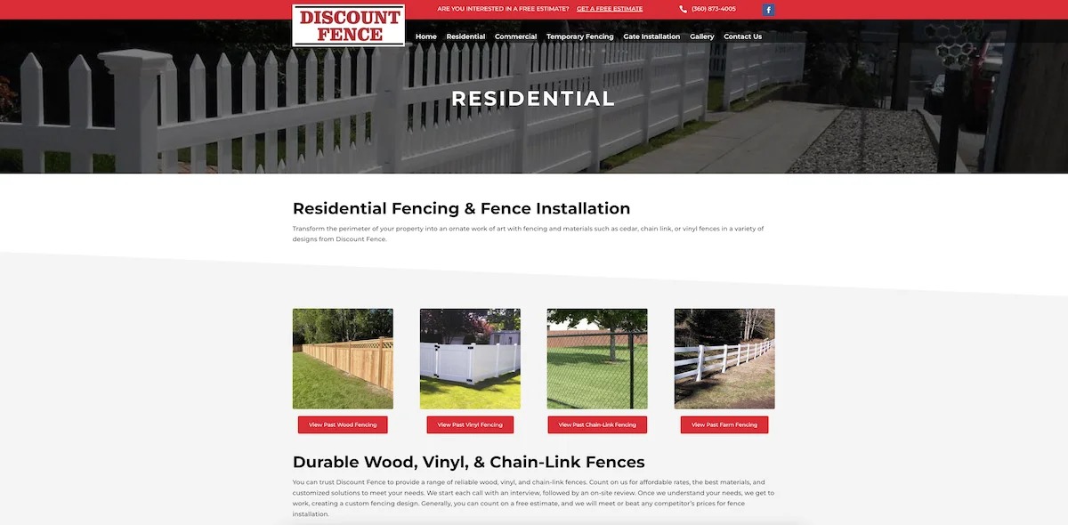 Discount fence residential page