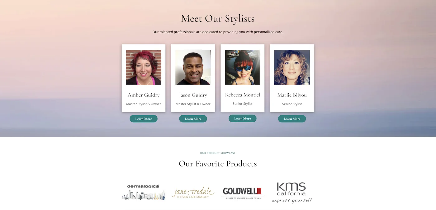 Serenity Salon homepage meet our stylists