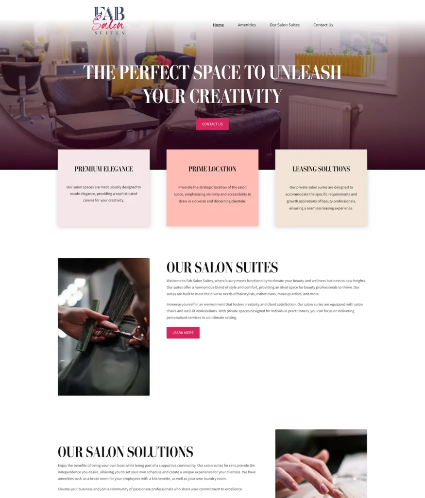 Fab salon homepage