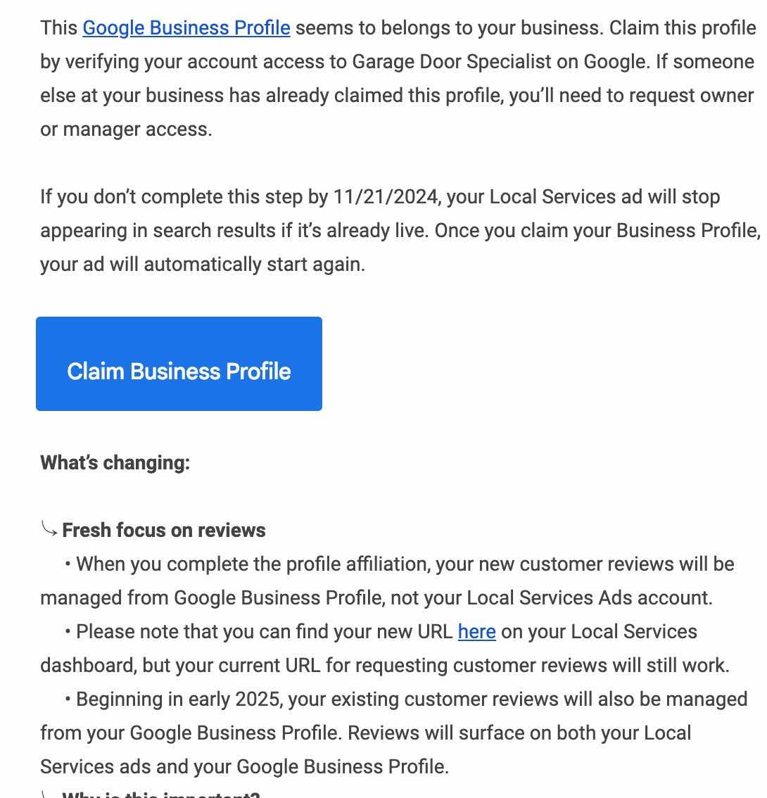 local services notification