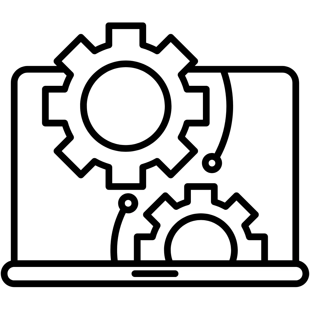 computer with gears icon
