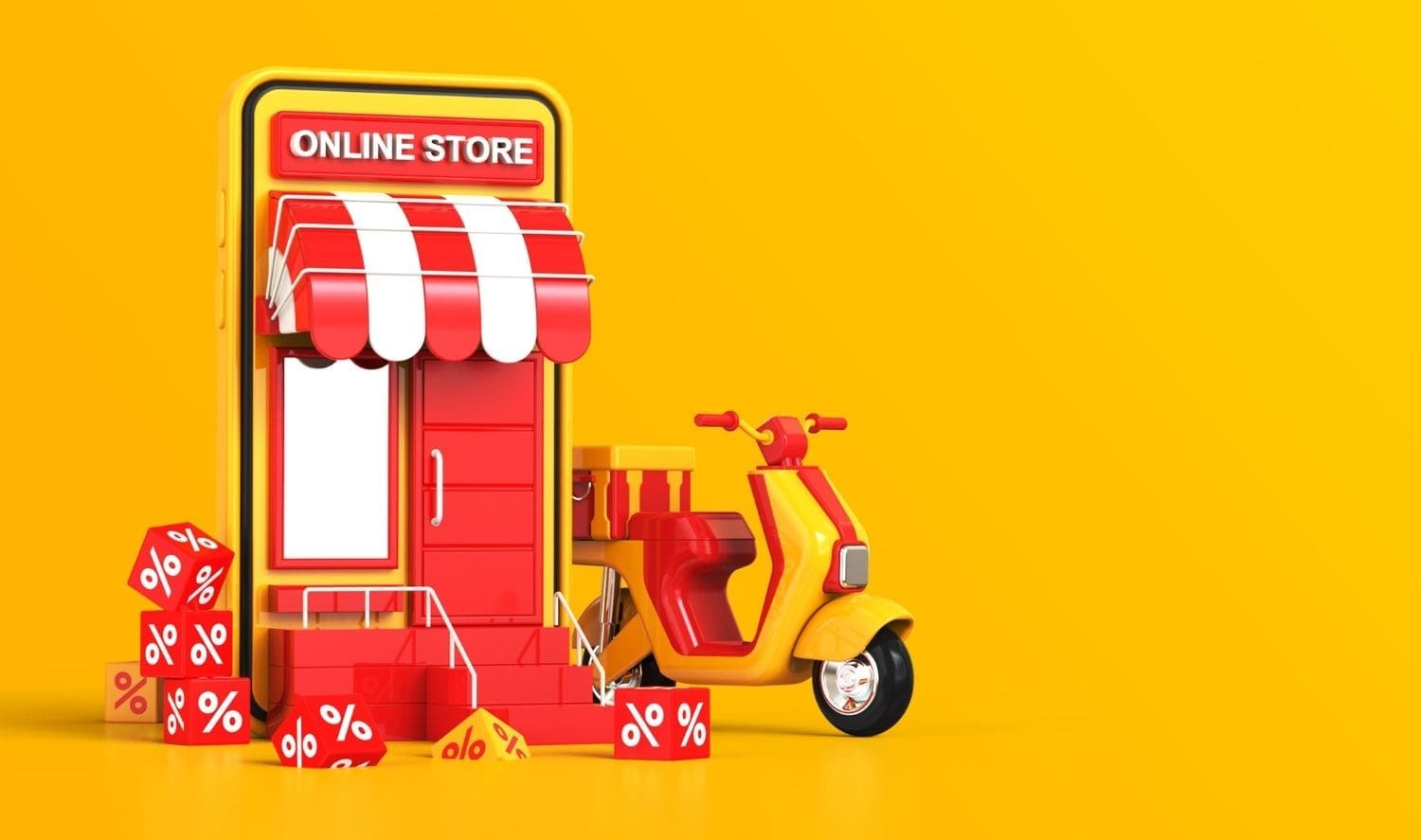 online store on a phone with a mini vespa in front of it