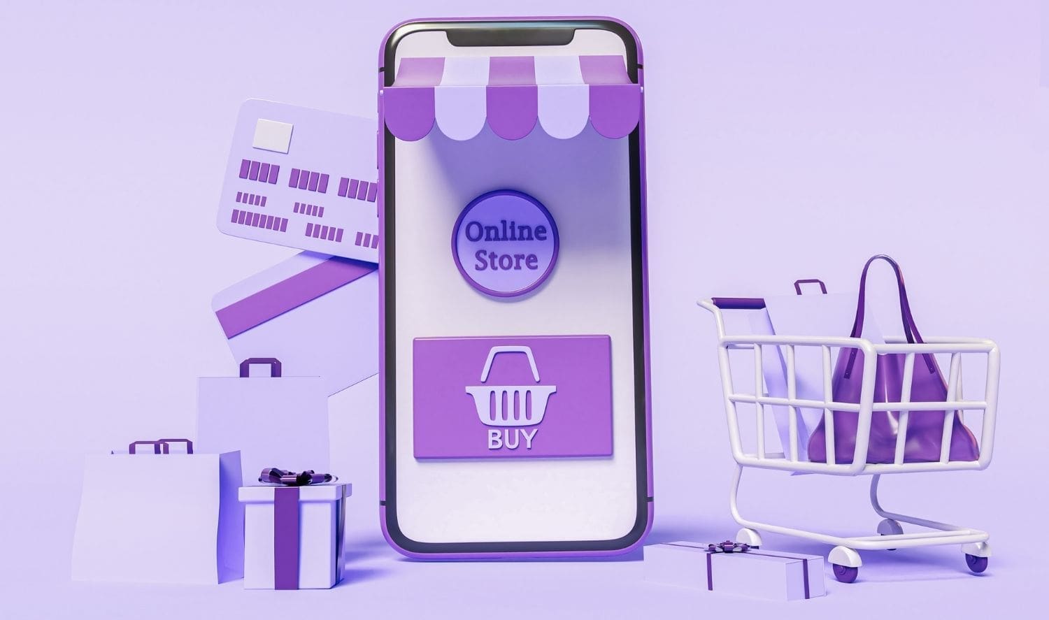 purple graphic of a mobile store