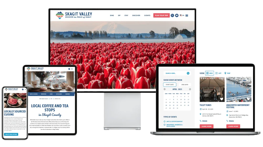 Skagit Valley Tourism in mobile, desktop, tablet, and laptotp